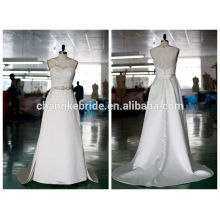 Hot Sale Long Factory Custom Made Good Quality perlé Une ligne Alibaba Robe de mariée 2016